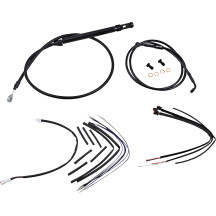 Complete Black Vinyl Handlebar Cable/Line Kit for Ape Hangers — 16" fit