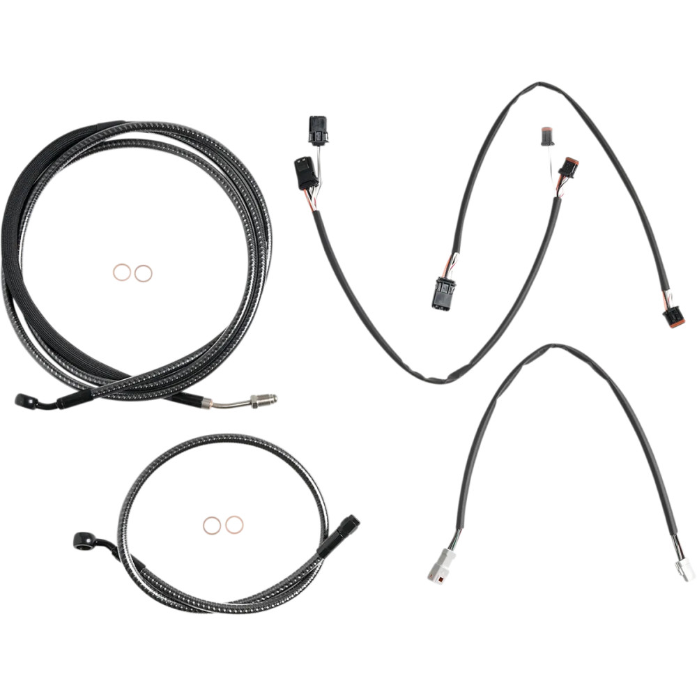 KARBONFIBR Designer Handlebar Installation Kit — 12"–14", Ape Hanger, Carbon Fiber, Silver