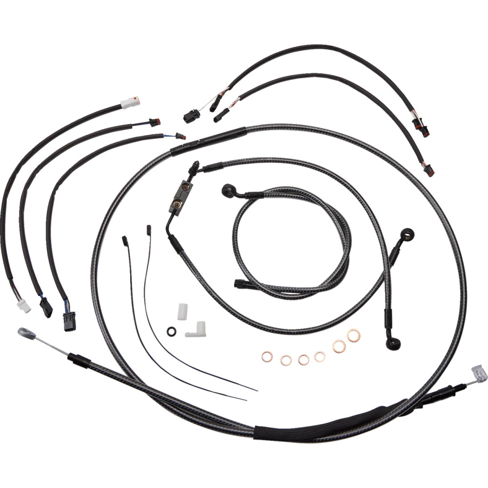 KARBONFIBR Designer Handlebar Installation Kit — Fits 12"–14" handlebar height, Ape hanger, Carbon fiber, Silver