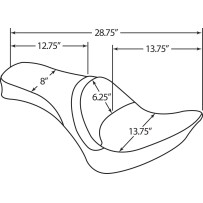 One-Piece Solo-Style Leather Seat — 73 cm overall, 35 cm driver seat, Black