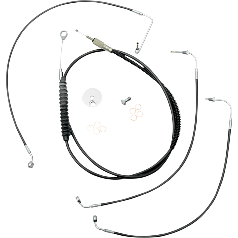 Kit estándar de cables de manillar y latiguillos de freno de vinilo negro — elevadores de 2", altura del manillar 12"–14", Ape H