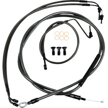 Kit estándar Midnight trenzado de cables y líneas de freno para manillar — 12"–14" Ape Hanger, negro, ABS