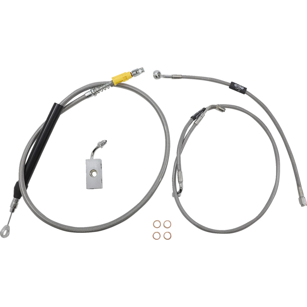 Kit estándar de cables/latiguillos trenzados de acero inoxidable — Compatible con risers de 15"-17", Ape Hanger