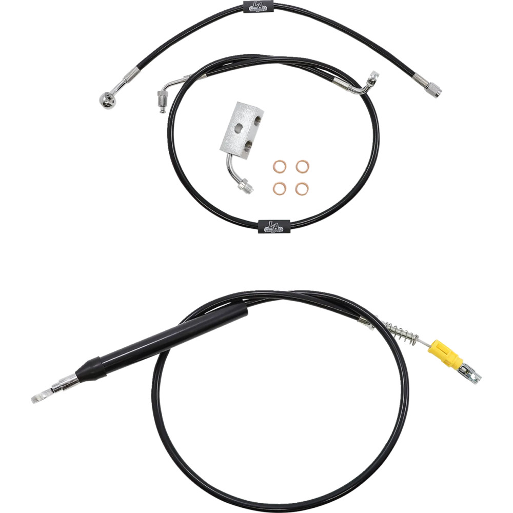 Kit estándar de cables/latiguillos de freno de vinilo negro para manillar — 38 cm–43 cm (15"–17"), Ape Hanger