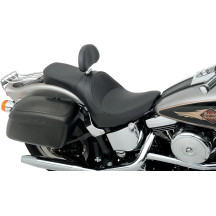 One-Piece Solo-Style Leather Seat — 73 cm overall, 35 cm driver seat, Black