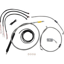 Kit completo de cables y latiguillos trenzados de acero inoxidable para manillar — Compatible con 45,5–51 cm (18"–20") de altura