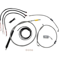 Kit completo de cables y latiguillos trenzados de acero inoxidable para manillar — Compatible con 45,5–51 cm (18"–20") de altura