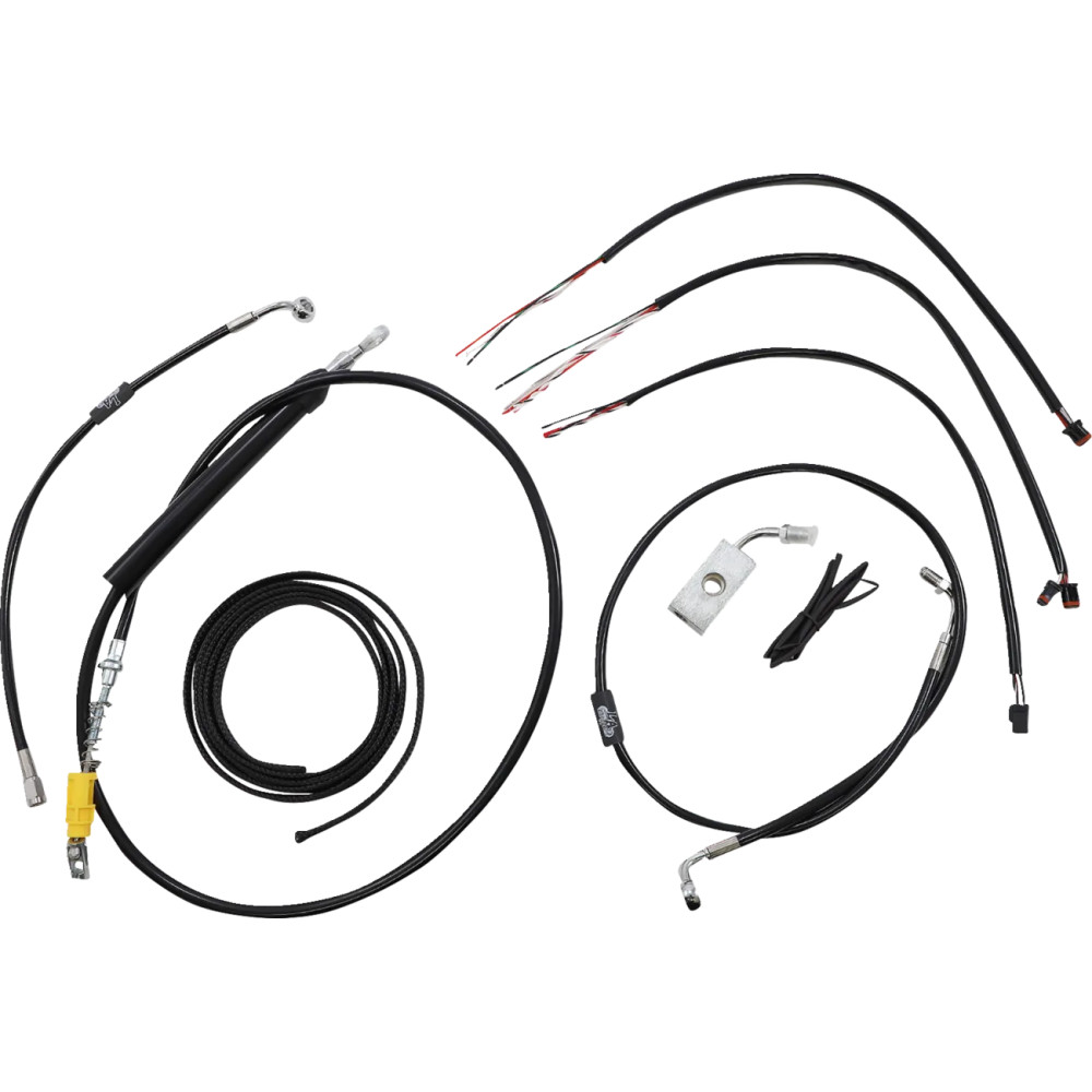 Juego completo de cables trenzados de vinilo negros para manillar y líneas de freno — Apto para manillares de 18"–20" (45.5–51 c