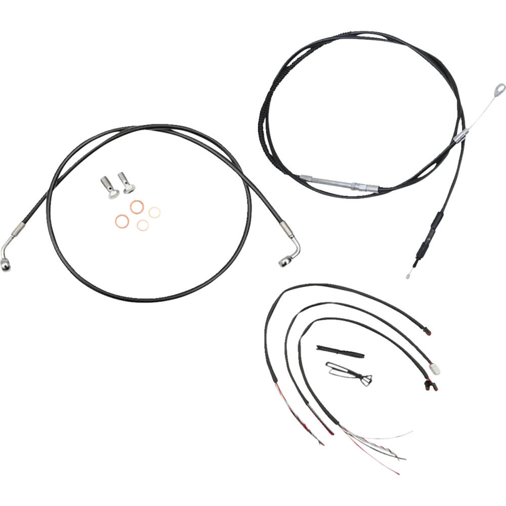 Kit completo de cables/línea de freno trenzada de vinilo negra para manillar — elevadores de 12"-14", Negro