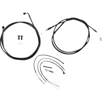Kit completo Midnight de cables trenzados para manillar/latiguillo de freno — Compatible con elevadores de 12"–14", sin ABS