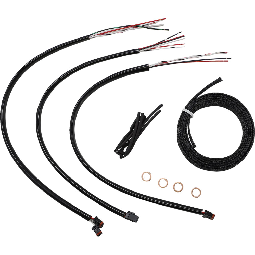 Kit completo de cables y latiguillos trenzados de acero inoxidable para manillar — Apto para altura de manillar 38–43 cm (15"–17