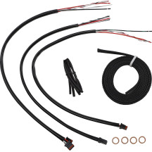 Kit completo de cables trenzados de vinilo negro para manillar y freno — Ajuste para elevadores de 15" - 17", negro