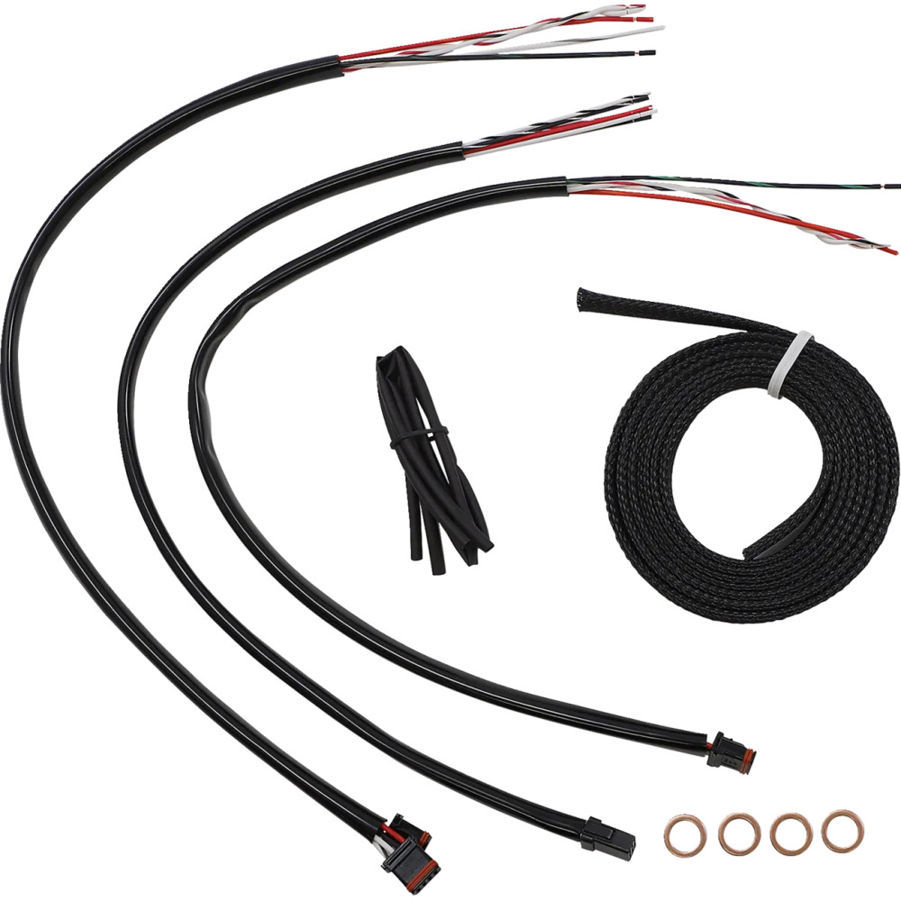 Kit completo de cables trenzados de vinilo negro para manillar y freno — Ajuste para elevadores de 15" - 17", negro