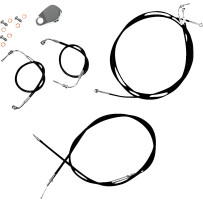 Kit estándar de cables y latiguillos de freno para manillar, vinilo negro — Negro, Ape Hanger, altura estándar, ABS