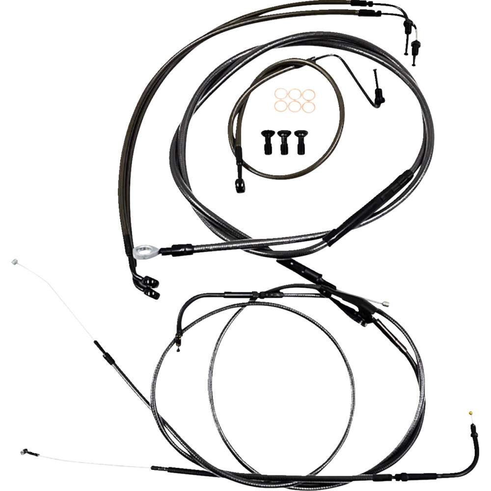Kit estándar Midnight trenzado de cable/línea de freno para manillar — Negro, risers de 2", apto para Ape Hanger