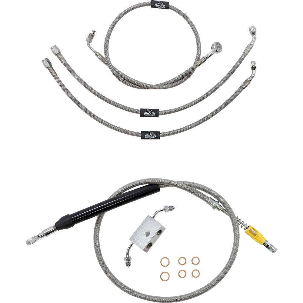 Kit estándar de cables y líneas de freno trenzadas de acero inoxidable — Compatible con risers de 12"–14", Ape Hanger