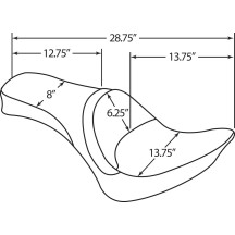 Asiento de cuero estilo solo de una pieza — 73 cm (28-3/4"), negro