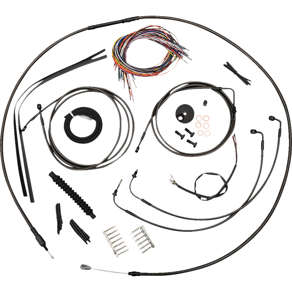 Kit completo Midnight trenzado de cables y líneas de freno para manillar — curva mini, altura estándar, ABS, doble disco