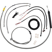 Kit completo de cables/latiguillos trenzados de acero inoxidable para manillar — Compatible con manillares de 12"–14", frenos AB
