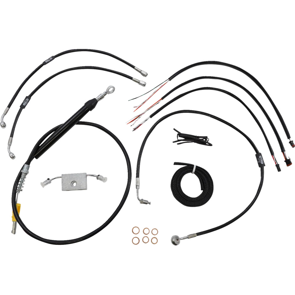 Kit completo de cables trenzados de vinilo negros para manillar y freno — para manillares de 12"-14"