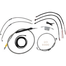 Kit completo de cables y latiguillos trenzados de acero inoxidable para manillar — compatible con manillares de 15"–17", ABS, pl