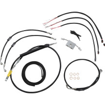 Juego completo de cables/latiguillos trenzados de vinilo negros para manillar — Compatible con risers de 15"–17"