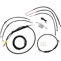 Juego completo de cables/latiguillos trenzados de vinilo negros para manillar — Compatible con risers de 15"–17"