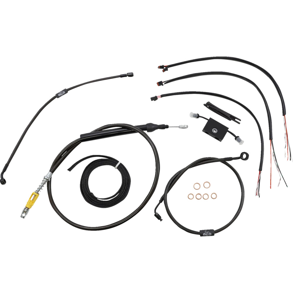 Kit completo Midnight de cables y latiguillos trenzados para manillar — Ajuste 15" - 17", Negro