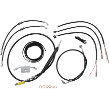Kit completo de cables trenzados de vinilo negro para manillar (línea de freno/embrague) — 18"-20"