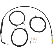 Kit estándar de cables y líneas de freno para manillar en vinilo negro — para manillares 12" - 14" Ape Hanger