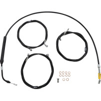 Kit estándar de cables y líneas de freno para manillar en vinilo negro — para manillares 12" - 14" Ape Hanger