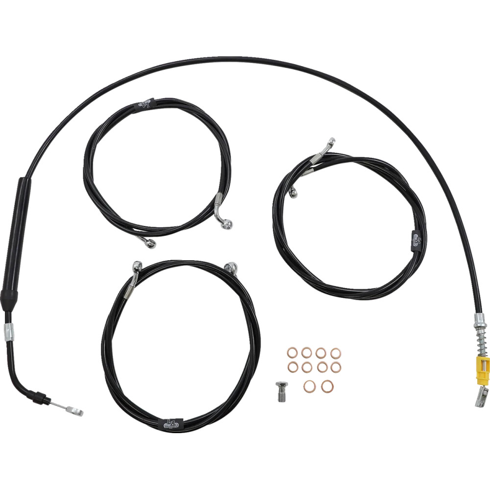 Kit estándar de cables y líneas de freno para manillar en vinilo negro — para manillares 12" - 14" Ape Hanger