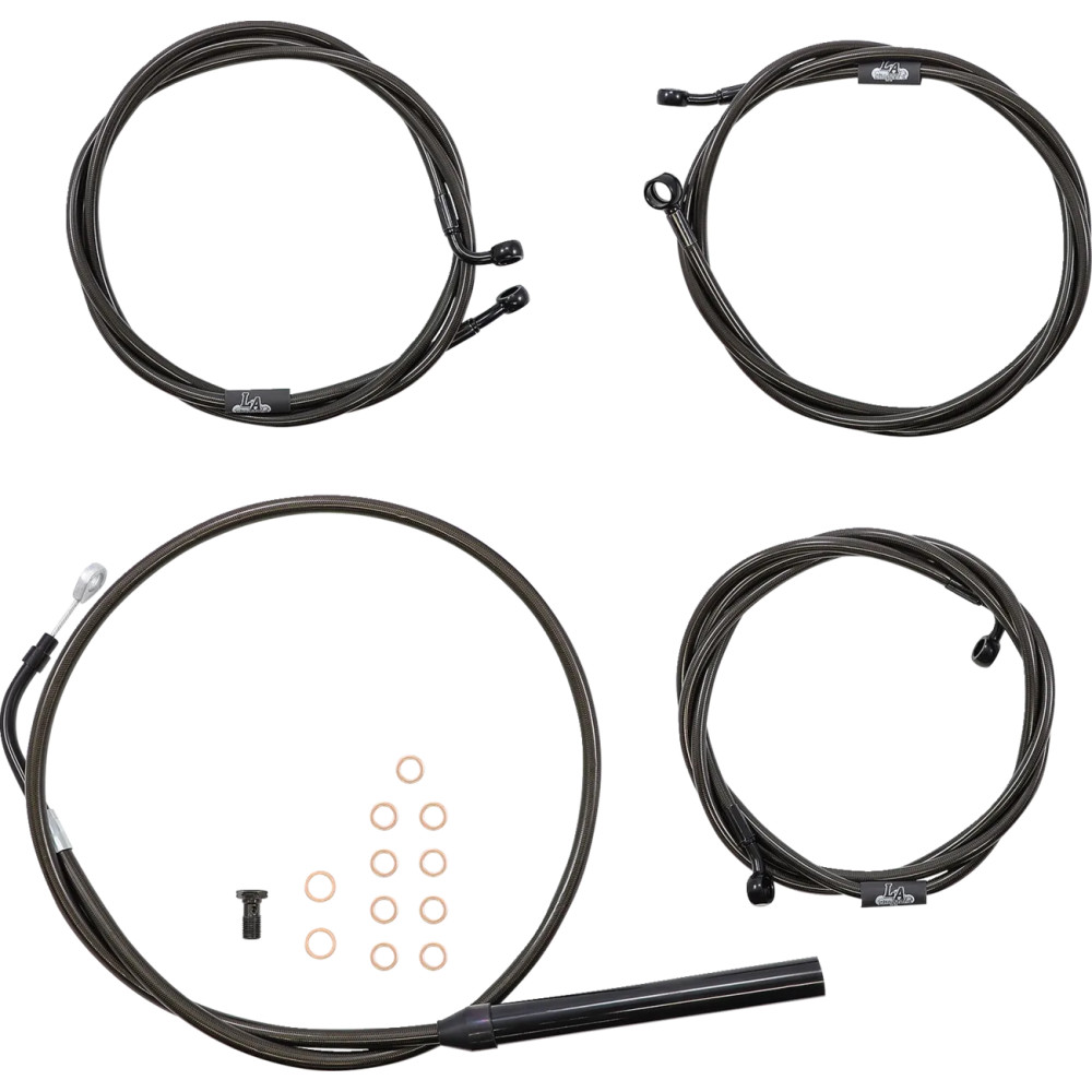 Kit estándar Midnight de cables trenzados para manillar y freno — elevadores 12"–14", Ape Hanger, Negro
