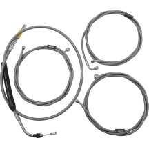 Kit estándar de cables/latiguillos trenzados de acero inoxidable para manillar — Ape Hanger, apto para 15"–17" (38–43 cm)