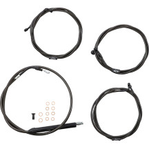 Kit estándar Midnight de cables trenzados para manillar / líneas de freno — 38 cm–43 cm (15"–17"), Ape Hanger, Negro