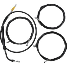 Kit completo de cables trenzados de vinilo para manillar/línea de freno en negro — para manillares de 12"-14", ajuste estándar