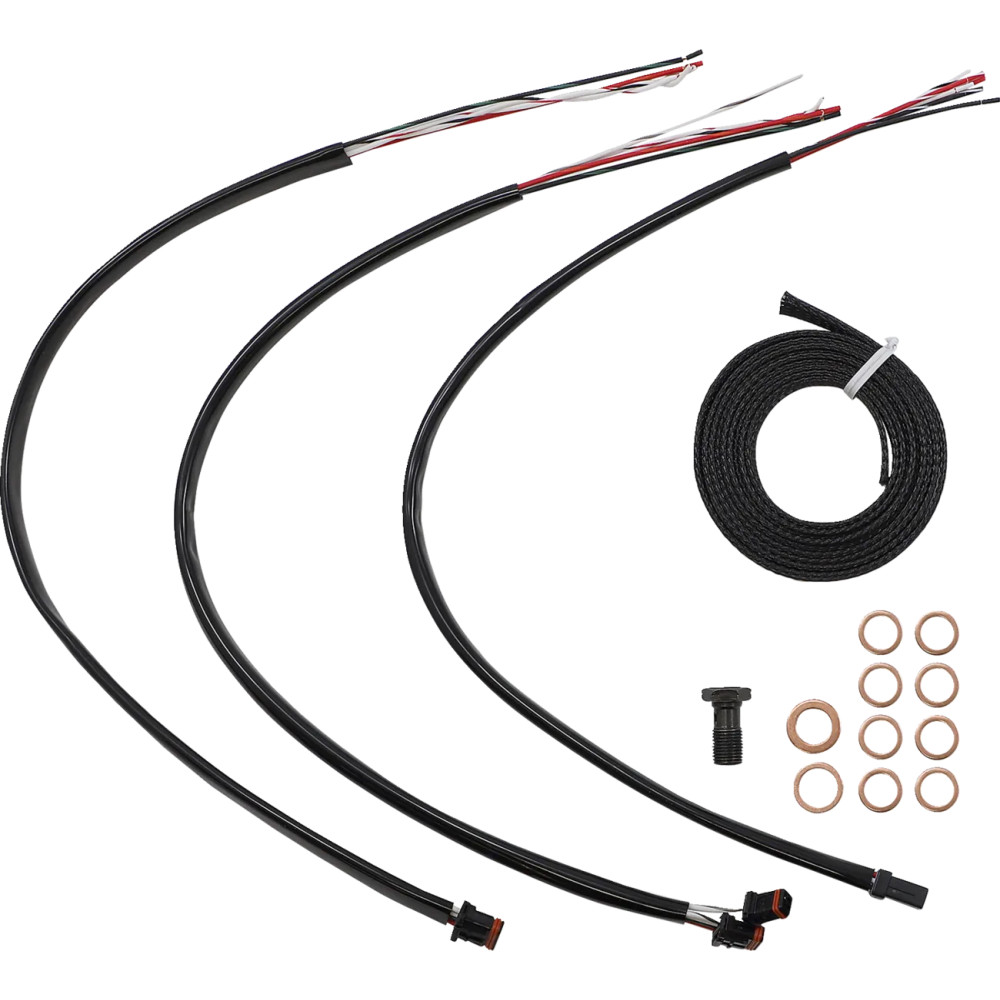 Kit completo Midnight de cables trenzados y líneas de freno para manillar — compatible con risers de 12"–14"