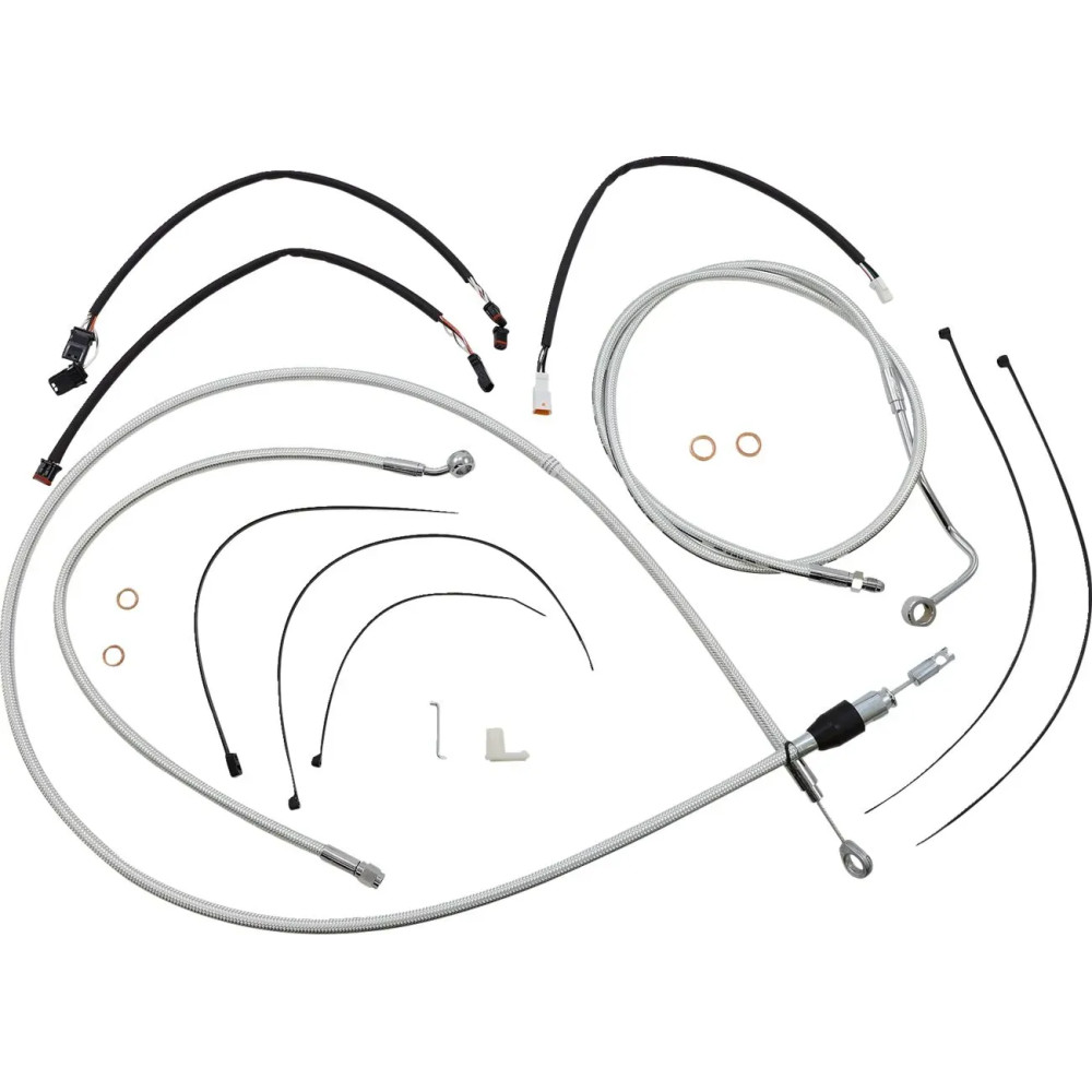 Sterling Chromite II® Designer Handlebar Installation Kit — 12"–14" fit, Ape Hanger, chrome, clear-coated