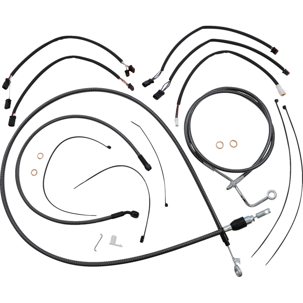 KARBONFIBR Designer Handlebar Installation Kit — Ape hanger fit, 15"-17" handlebar height, Carbon Fiber, Silver