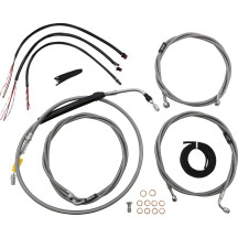 Kit completo de cables y latiguillos trenzados de acero inoxidable para manillar — Para manillares de 12" - 14"