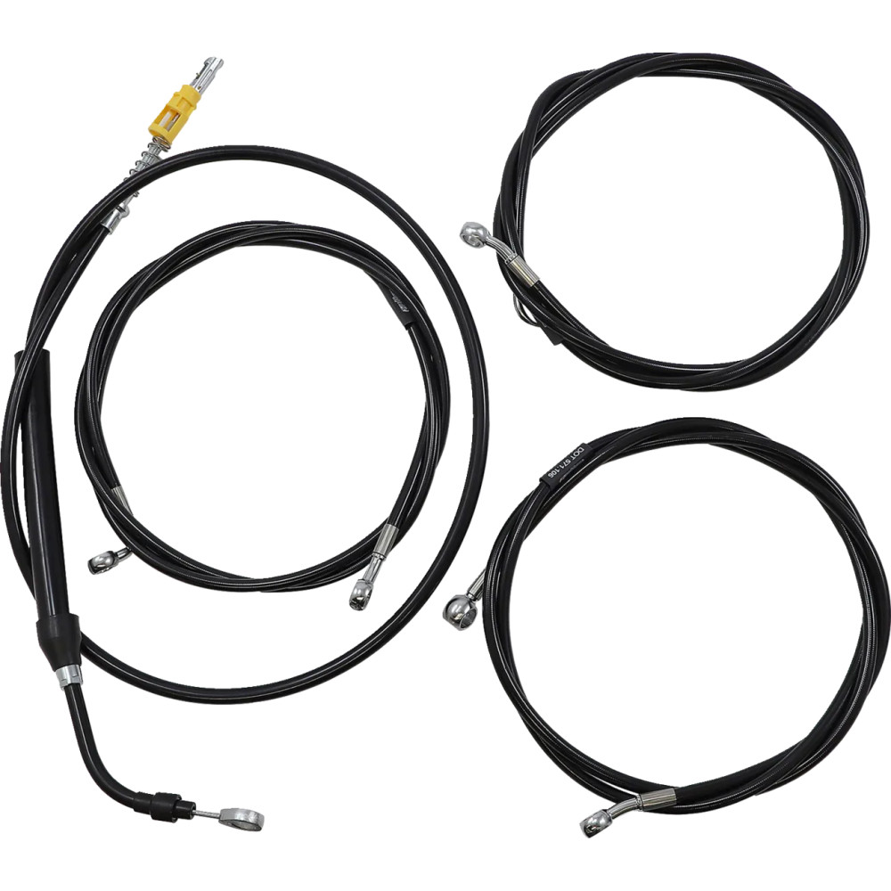 Kit completo de cables y líneas de freno trenzadas de vinilo negras — Compatible con risers de 12"–14"