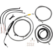 Kit completo de cables de manillar y líneas de freno trenzadas de acero inoxidable — para manillares de 38–43 cm (15"–17")