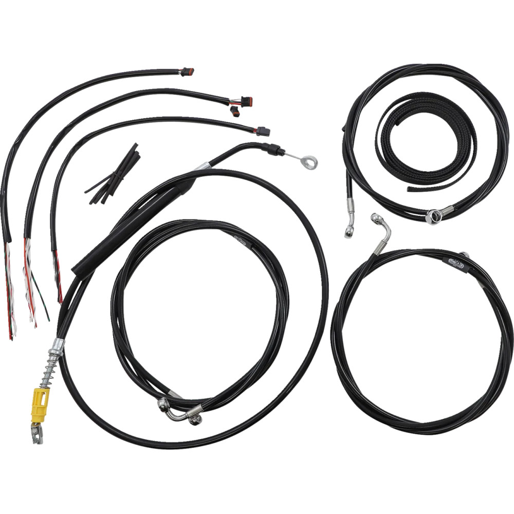 Kit completo de cables y líneas de freno trenzadas de vinilo negro — Compatible con altura de manillar 38–43 cm (15"–17")