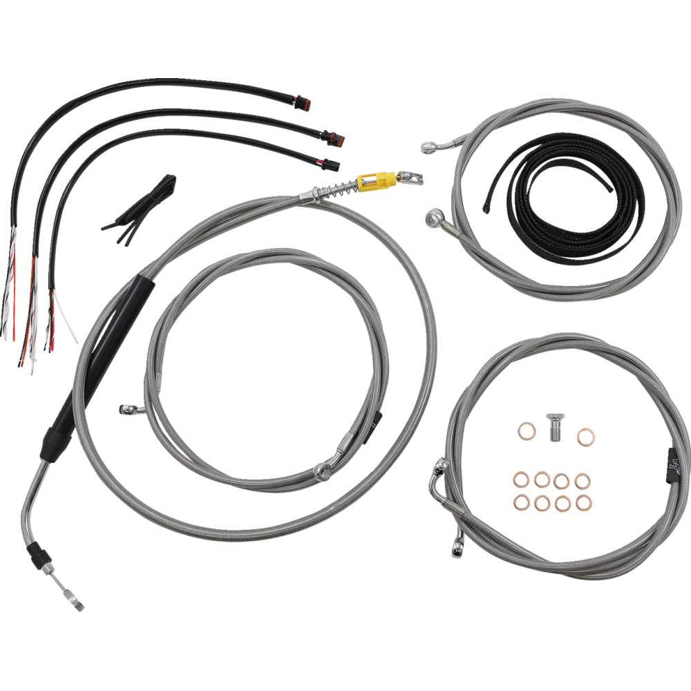 Kit completo de cables y latiguillos trenzados de manillar — Compatible con manillares de 45,5–51 cm (18–20")