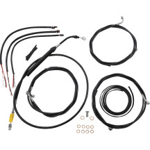 Kit completo de cables trenzados de vinilo negros para manillar / líneas de freno — Negro, altura del manillar 18-20"