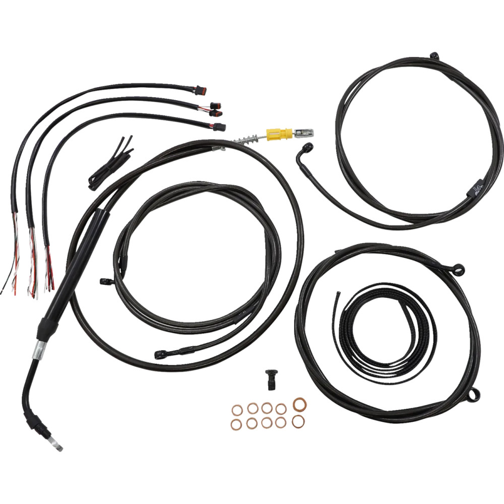 Kit completo Midnight de cables trenzados para manillar y líneas de freno — ajuste 18"–20", Negro