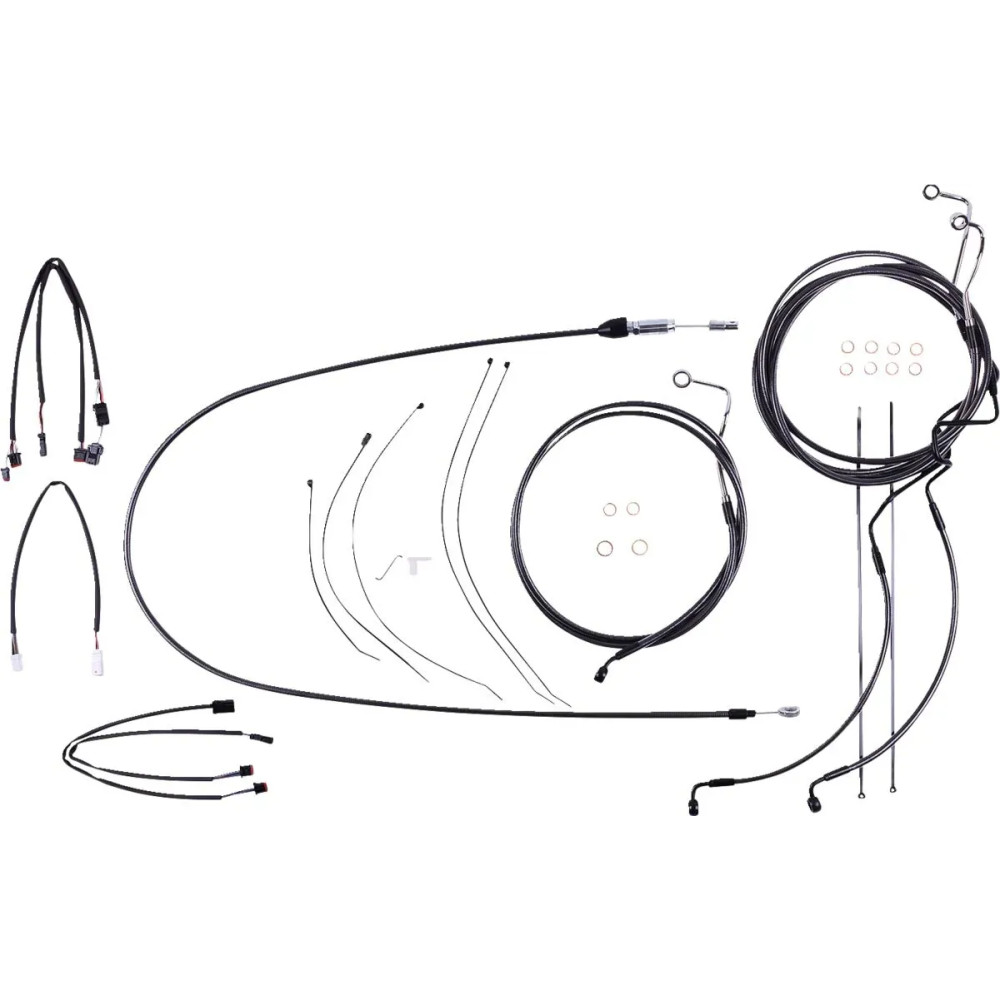 Black Pearl™ Designer Handlebar Installation Kit — Fits handlebar height 12" - 14", Ape hanger, Black