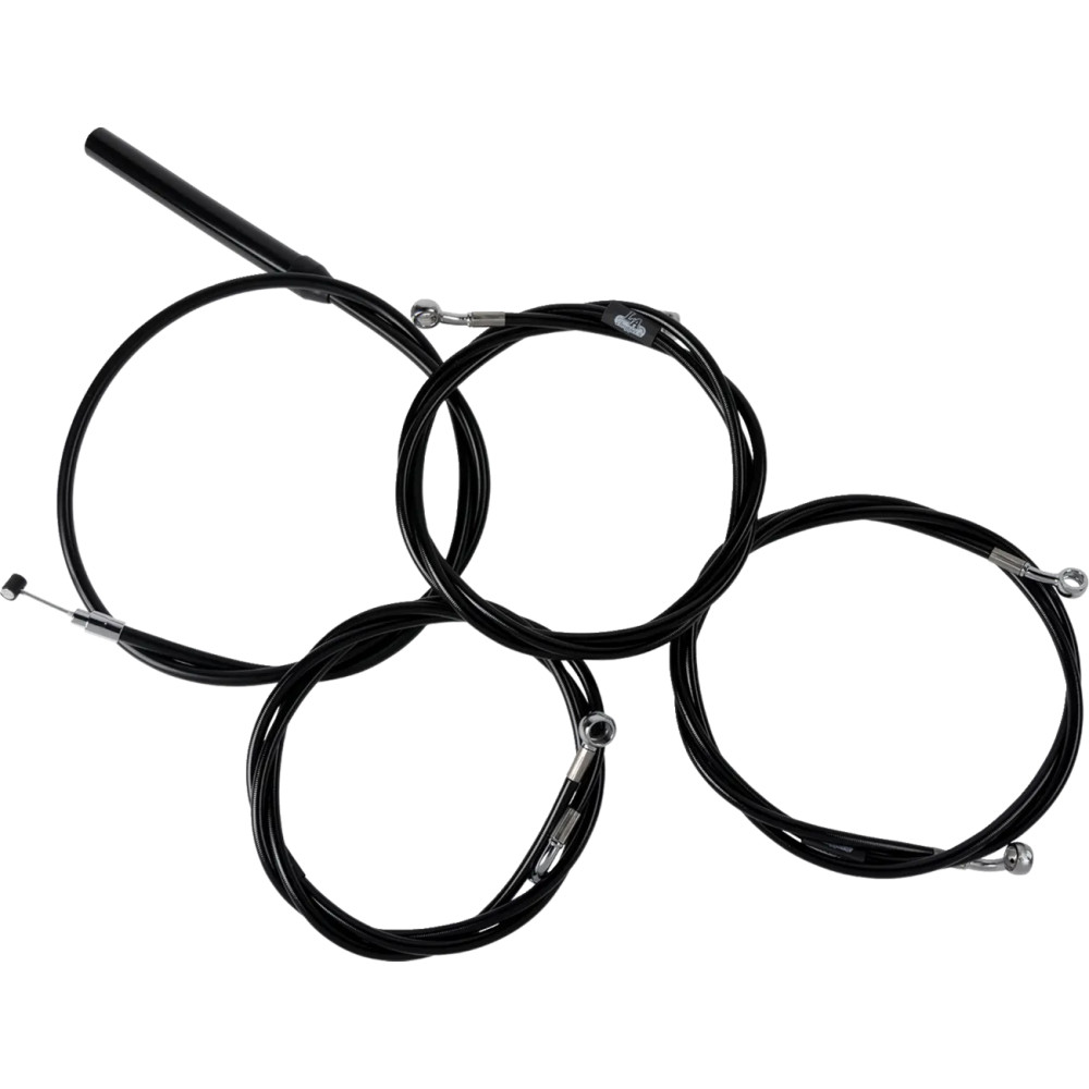 Kit completo de cables trenzados de vinilo negro para manillar y freno — altura de manillar estándar, curvatura estándar