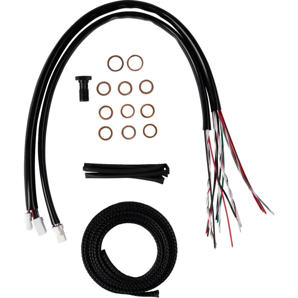 Kit completo Midnight de líneas trenzadas para cables/frenos del manillar — Ajuste estándar, ABS, Negro