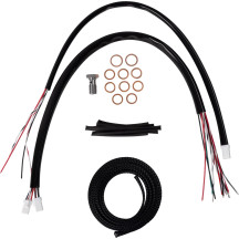 Kit completo de líneas de freno y cableado de manillar trenzadas en vinilo negro — Altura del manillar 30,5 cm - 35,5 cm